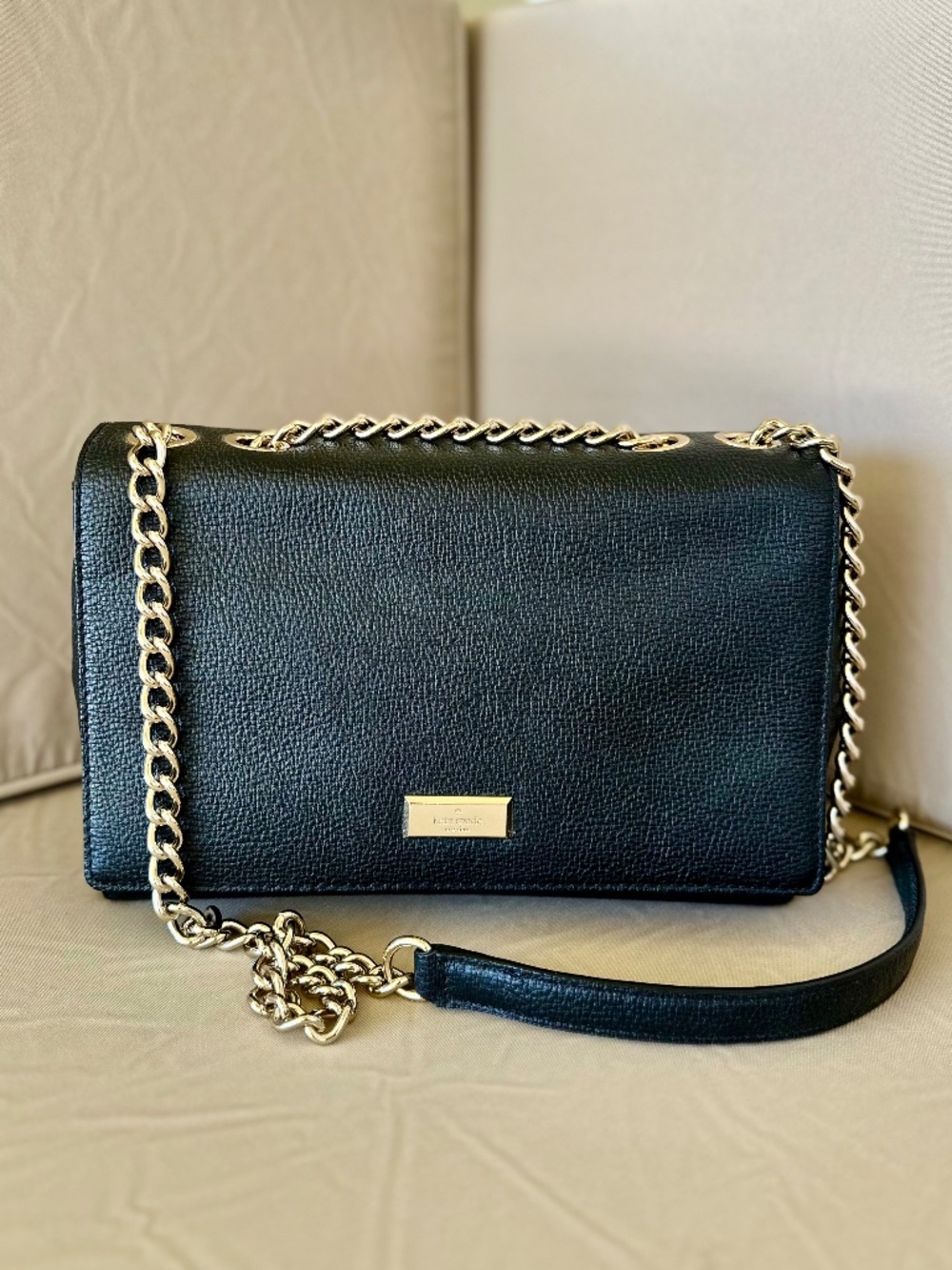 Kate Spade Leather Shoulder Bag with Gold Chain